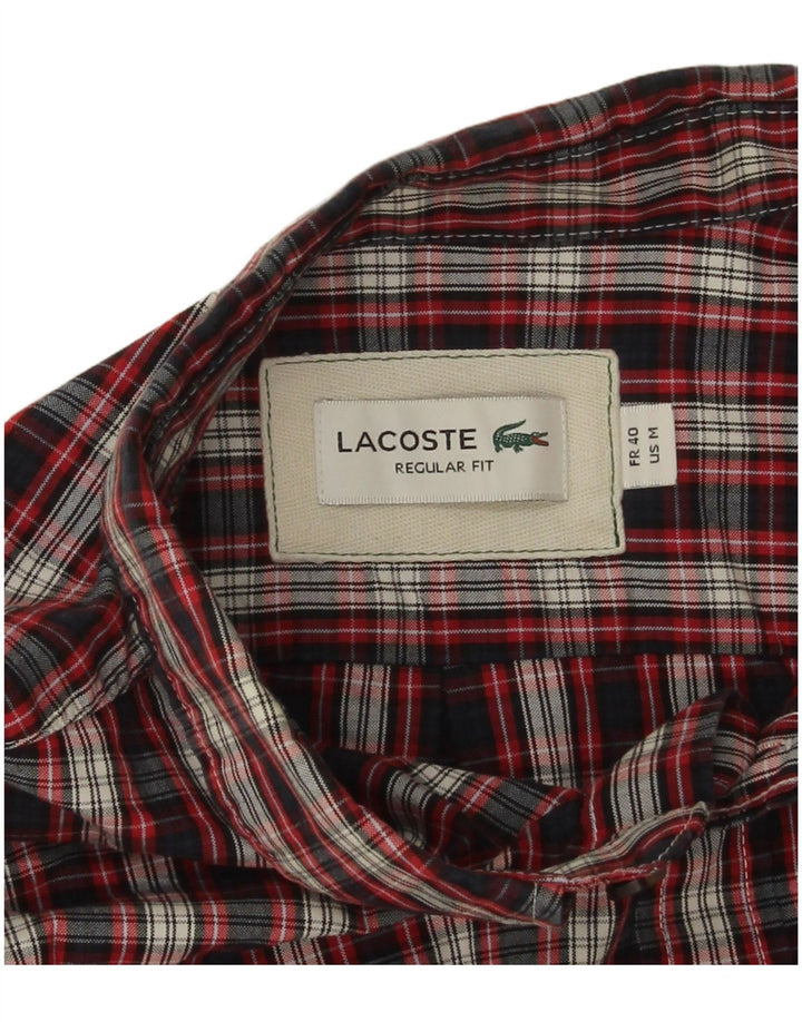 Męska koszula flanelowa Lacoste o regularnym kroju, rozmiar 40, bawełniana w czerwoną kratę