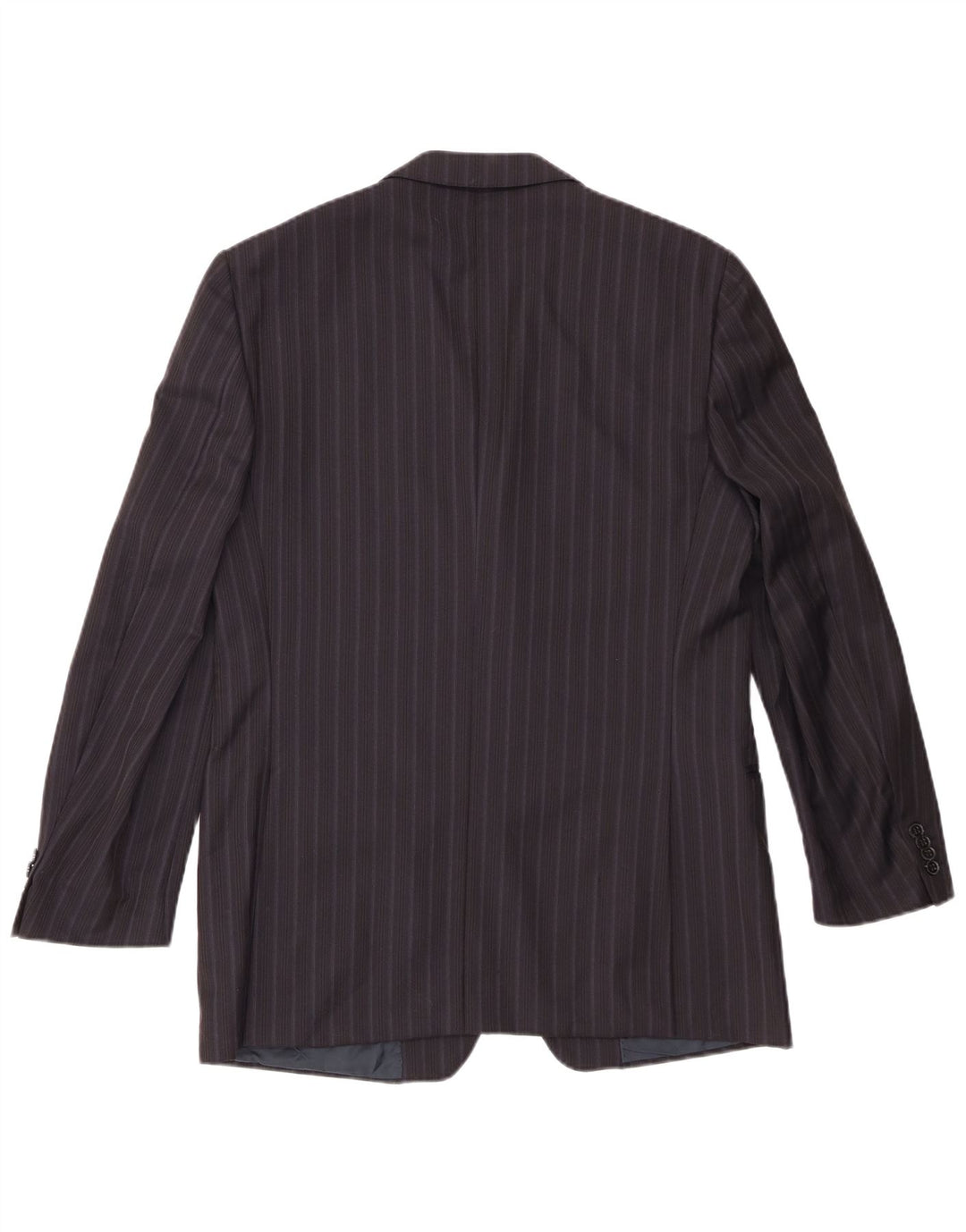 Męska marynarka Zegna zapinana na 3 guziki IT 50, duża, granatowa, wełniana w prążki