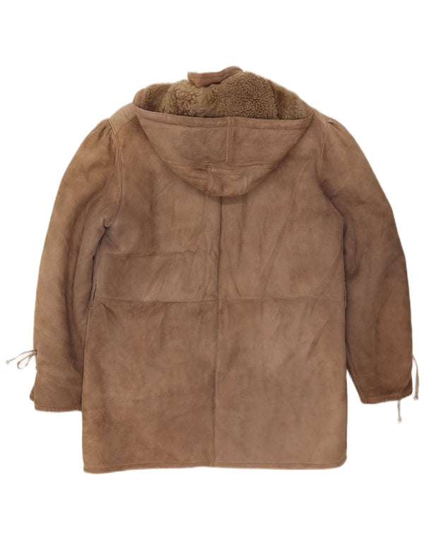 SHEARLING Damski płaszcz z kapturem IT 48 XL brązowy