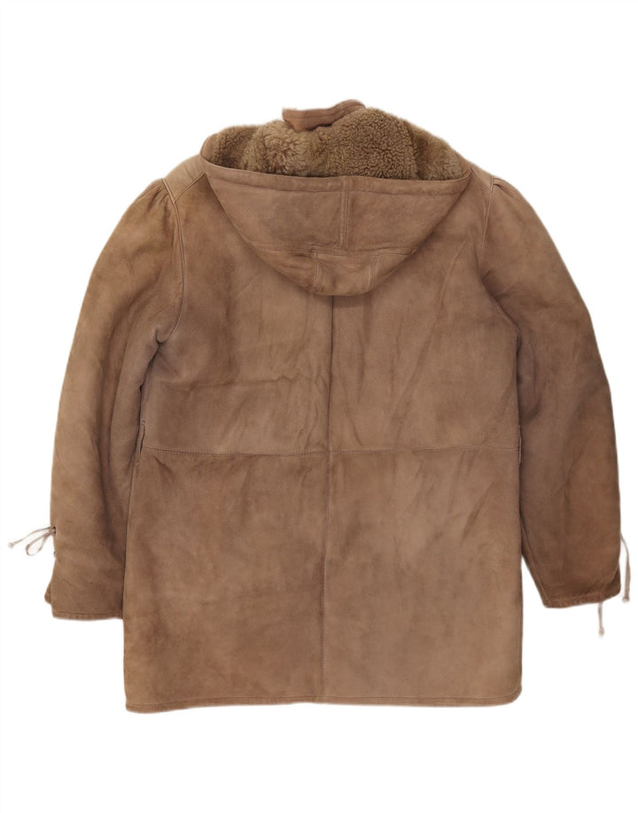 SHEARLING Damski płaszcz z kapturem IT 48 XL brązowy
