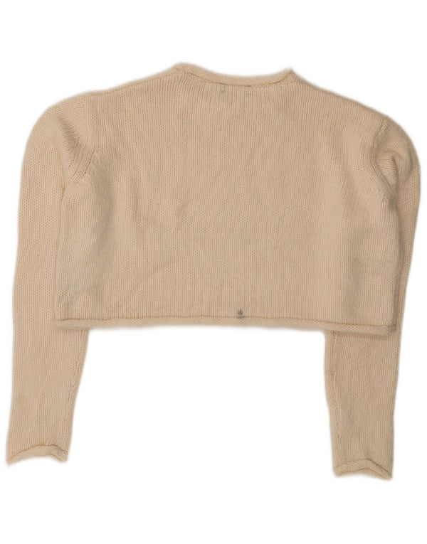 Damski sweter Zara z okrągłym dekoltem UK 10, mały, złamany biały akryl