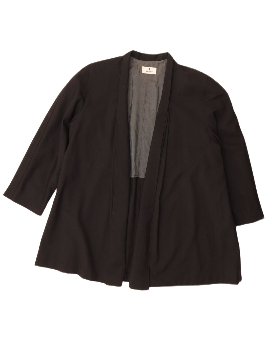 Damski vintage otwarty oversize płaszcz IT 40 mały czarny, dziewicza wełna
