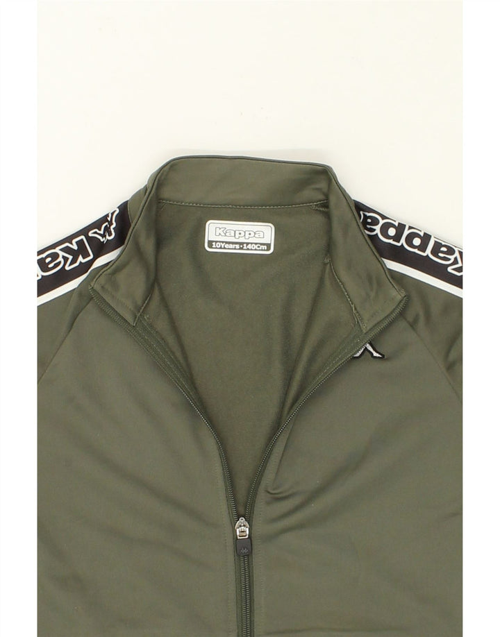KAPPA Boys Graphic Tracksuit Top Jacket 9-10 Years Khaki Colourblock Vintage Kappa and Second-Hand Kappa from Messina Hembry 