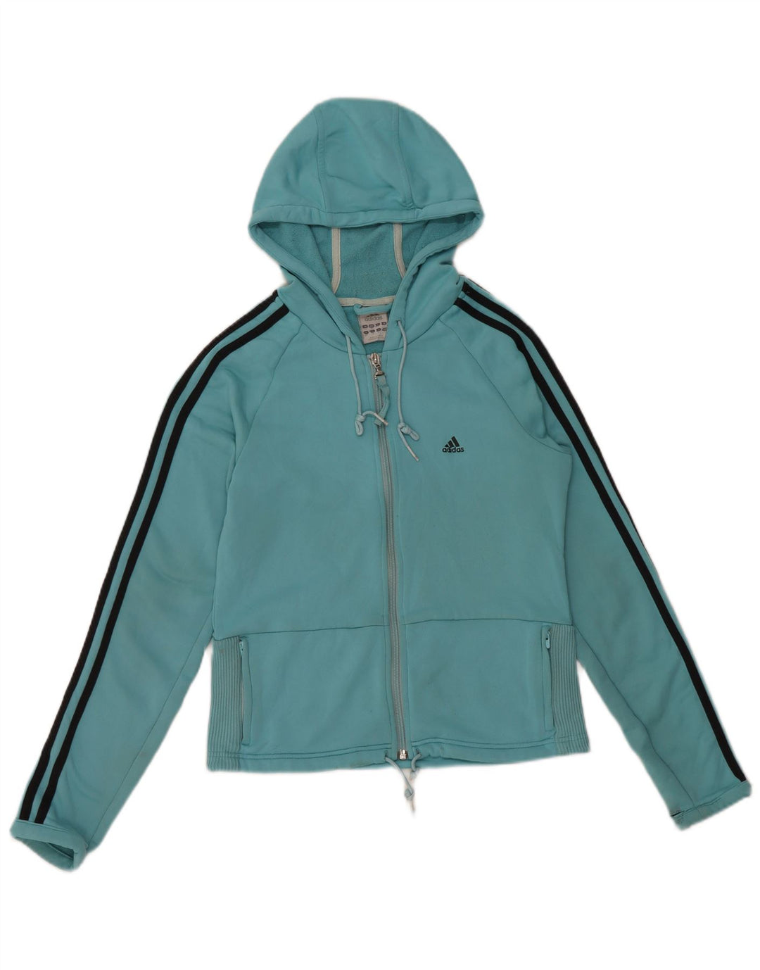Damski sweter z kapturem i zamkiem błyskawicznym ADIDAS UK 14, średni niebieski poliester