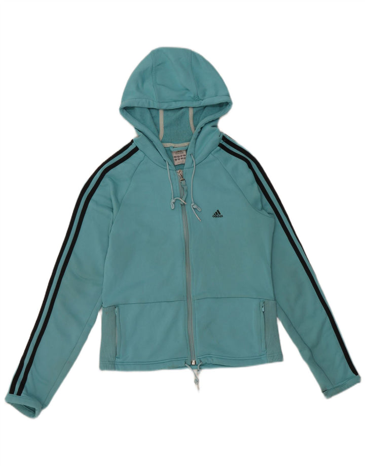 Damski sweter z kapturem i zamkiem błyskawicznym ADIDAS UK 14, średni niebieski poliester
