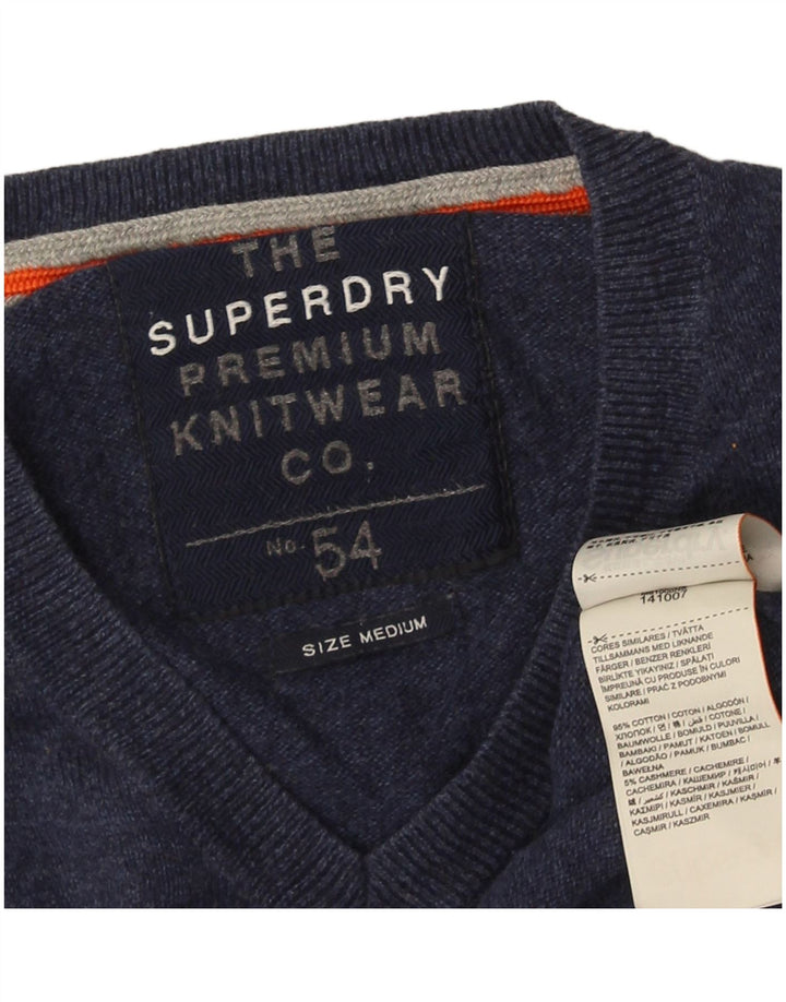 Męski sweter Superdry z dekoltem w kształcie litery V, średni granatowy, bawełniany