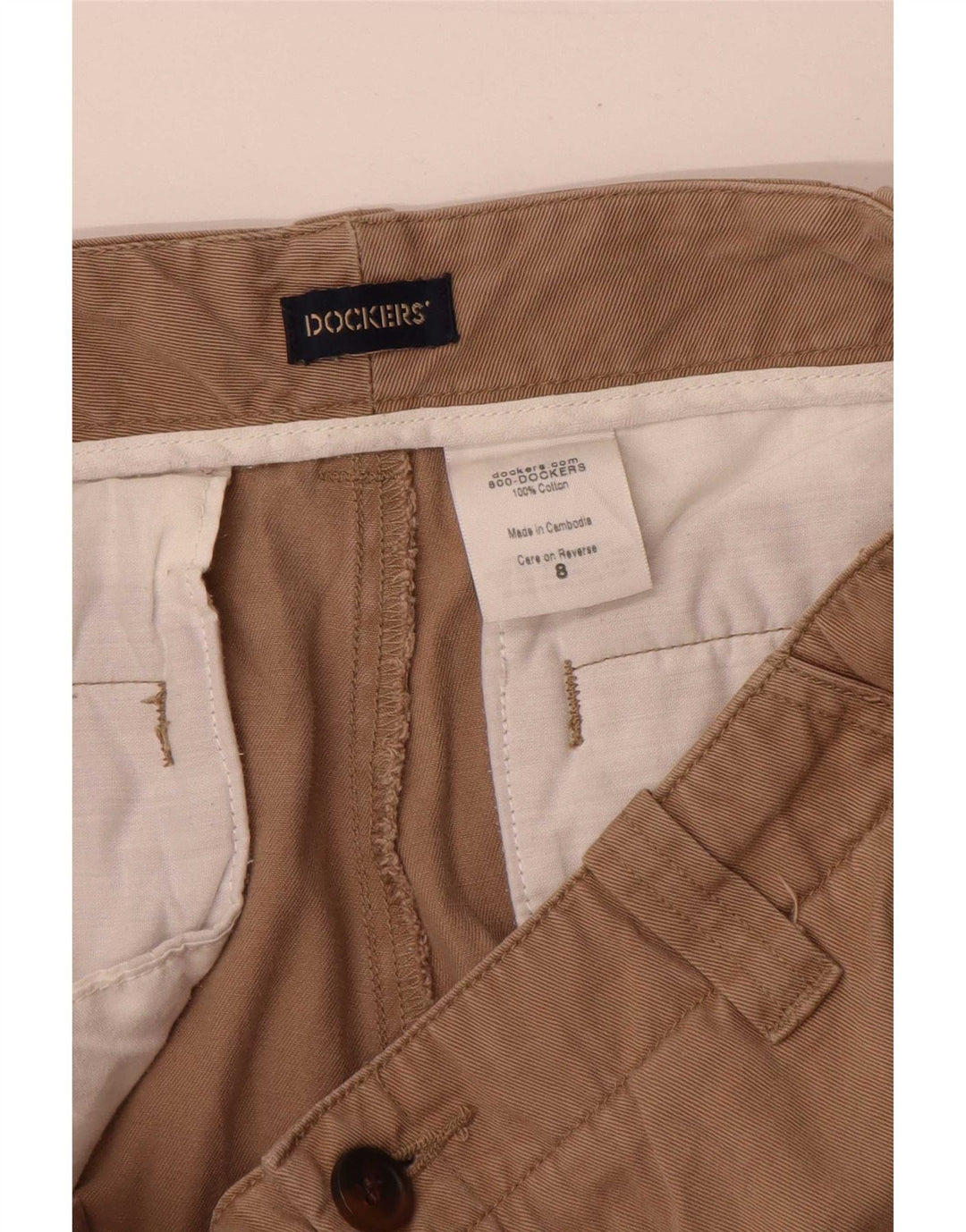 Spodnie damskie Dockers Straight Cargo US 8 Medium W27 L30 Beżowa bawełna