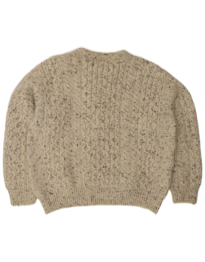 Męski sweter z okrągłym dekoltem Irish Homecraft, duży, szary, nakrapiany