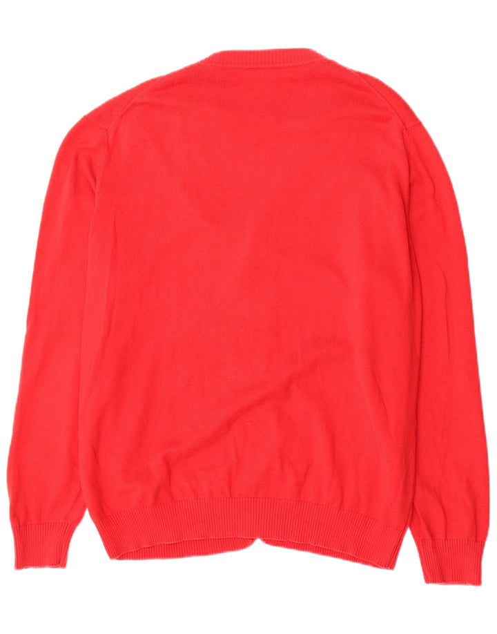 Lacoste Męski sweter rozpinany, rozmiar 5, duży, czerwony, bawełniany