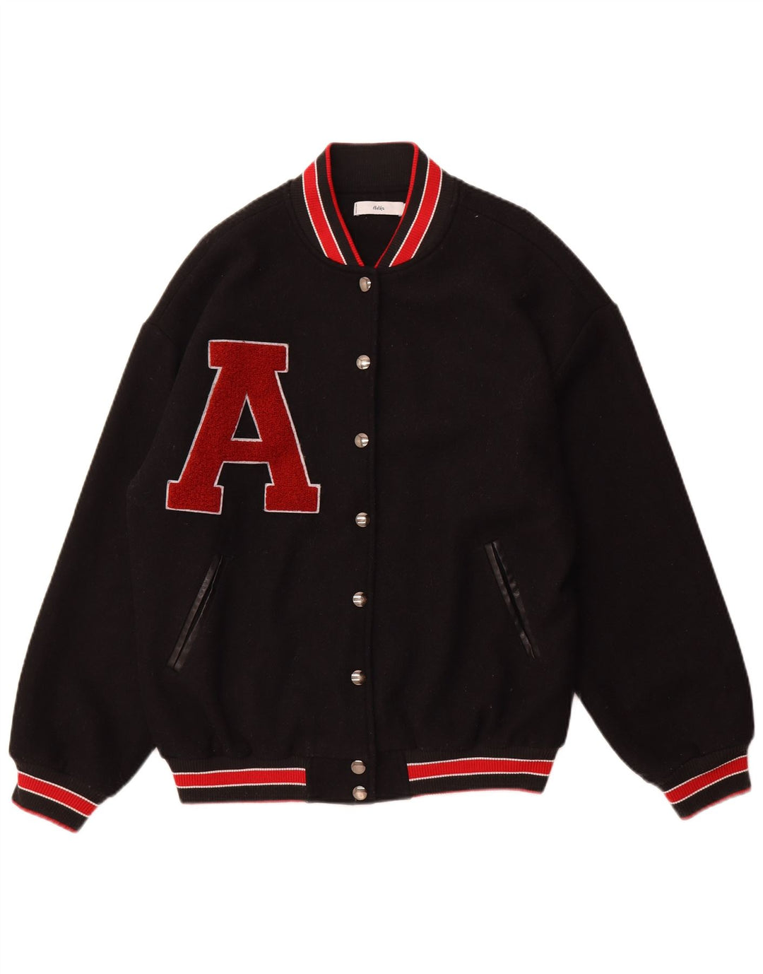 Męska kurtka varsity w stylu vintage, UK 38, średni czarny poliester