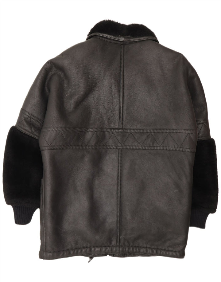 Vintage męska kurtka Shearling UK 44 2XL Czarny Shearling