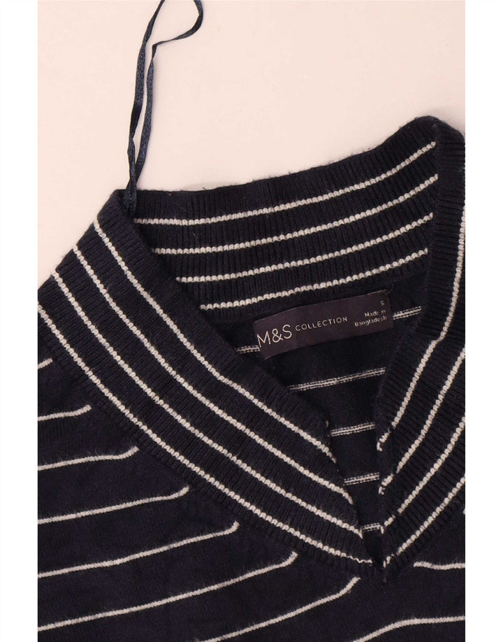 Marks & Spencer Damski sweter z dekoltem w kształcie litery V, UK 10, mały, granatowy