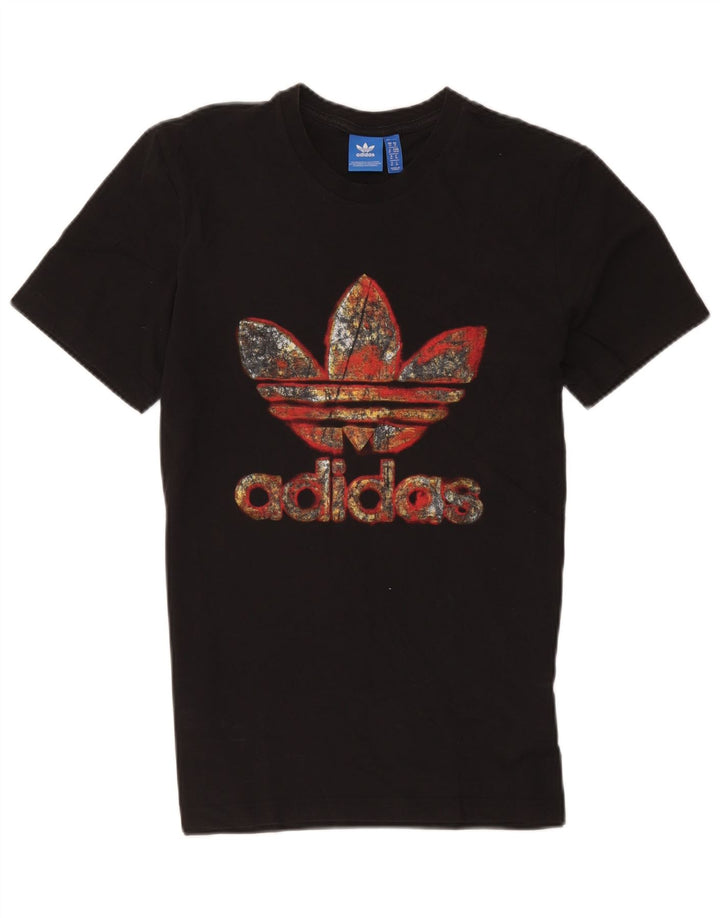 Męska koszulka z grafiką Adidas, średnia, czarna bawełna