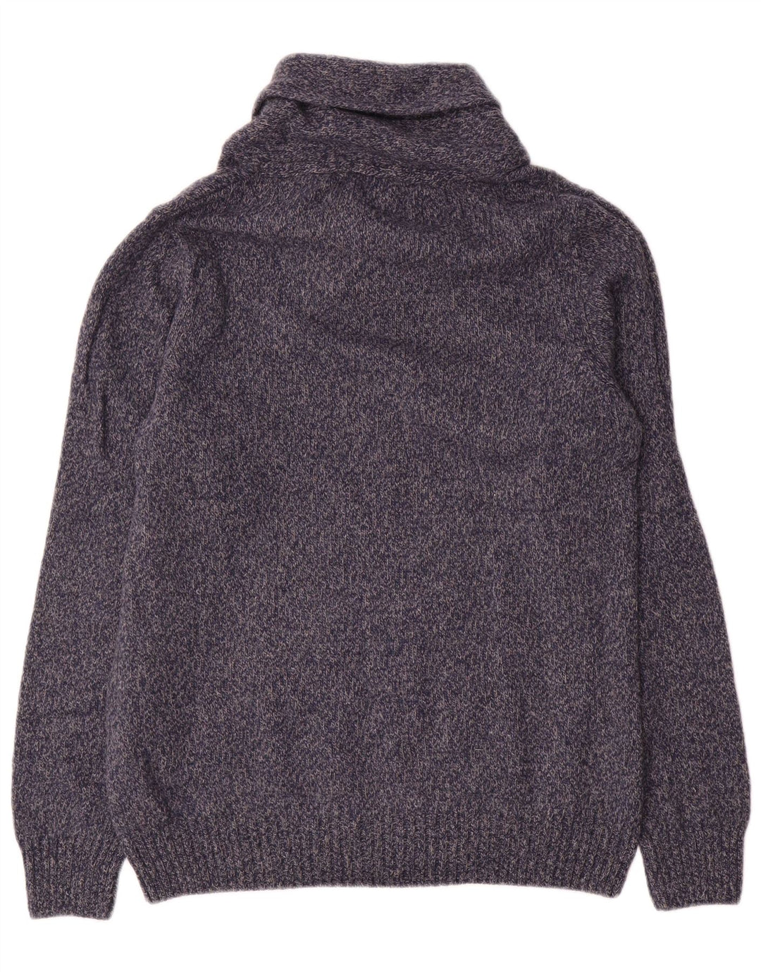 Męski sweter Zara z szalowym dekoltem, duży, granatowy, wełniany w cętki