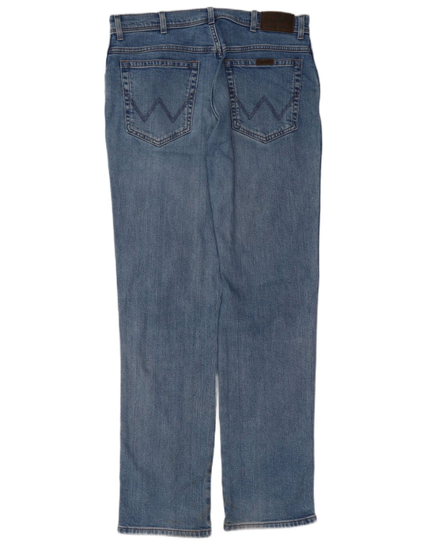 WRANGLER Męskie proste dżinsy W36 L34 Niebieskie, bawełniane