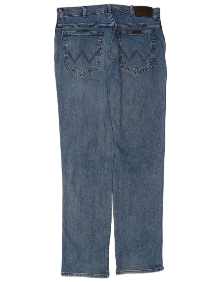 WRANGLER Męskie proste dżinsy W36 L34 Niebieskie, bawełniane