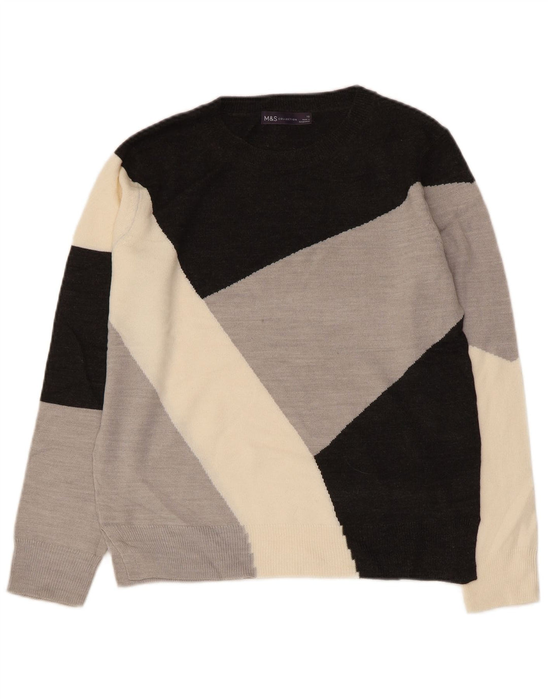 MARKS & SPENCER Damski sweter z dekoltem w łódkę, UK 10, mały, wielokolorowy