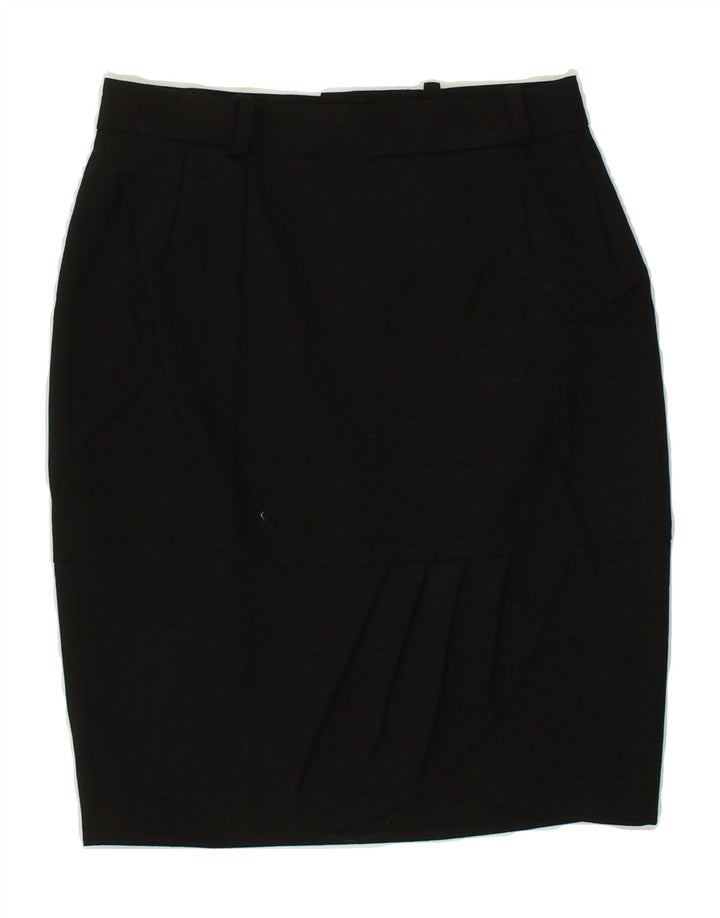 VINTAGE Womens Pencil Skirt IT 42 Medium W26  Black Wool Vintage Vintage and Second-Hand Vintage from Messina Hembry 