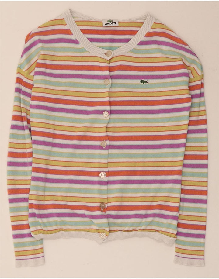 Damski sweter Lacoste Crop Cardigan rozmiar 36, małe, wielokolorowe paski