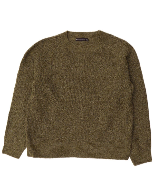 Marks & Spencer Damski sweter z dekoltem w łódkę, UK 10, mały khaki