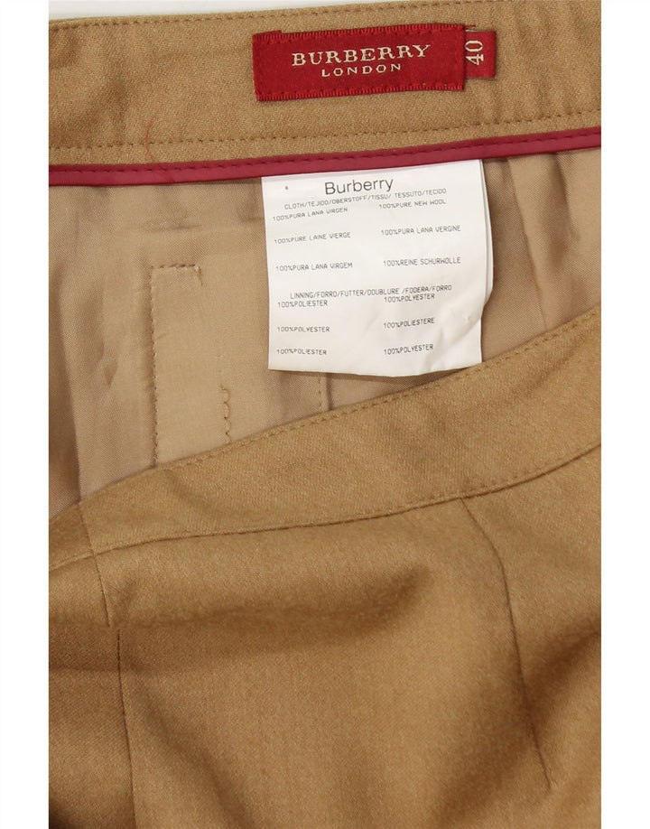 Damskie proste spodnie garniturowe BURBERRY EU 40 Medium W30 L29 brązowe
