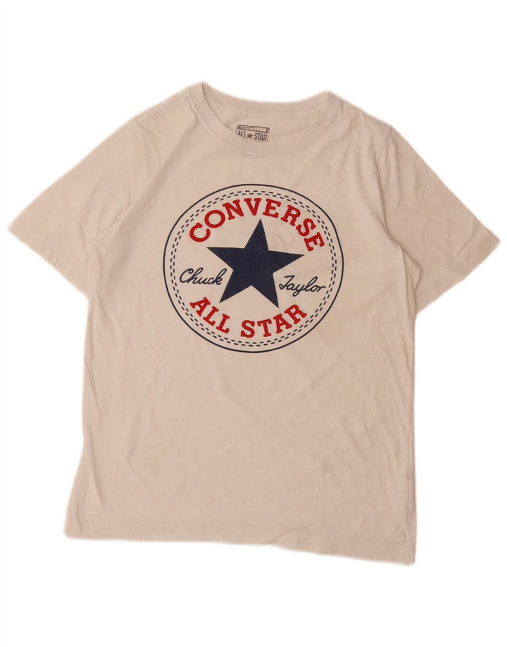 CONVERSE Chłopięcy T-shirt z grafiką, 10-11 lat, średni, biały, bawełniany