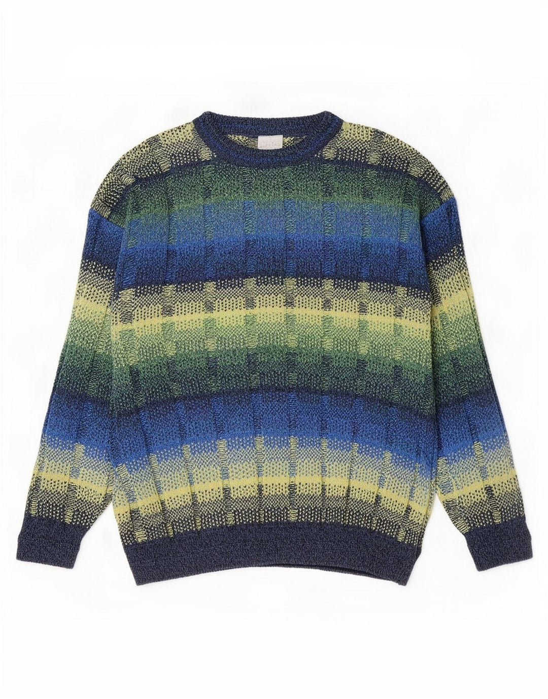 Sweter męski z okrągłym dekoltem w stylu vintage IT 52, duży, wielokolorowy, geometryczny
