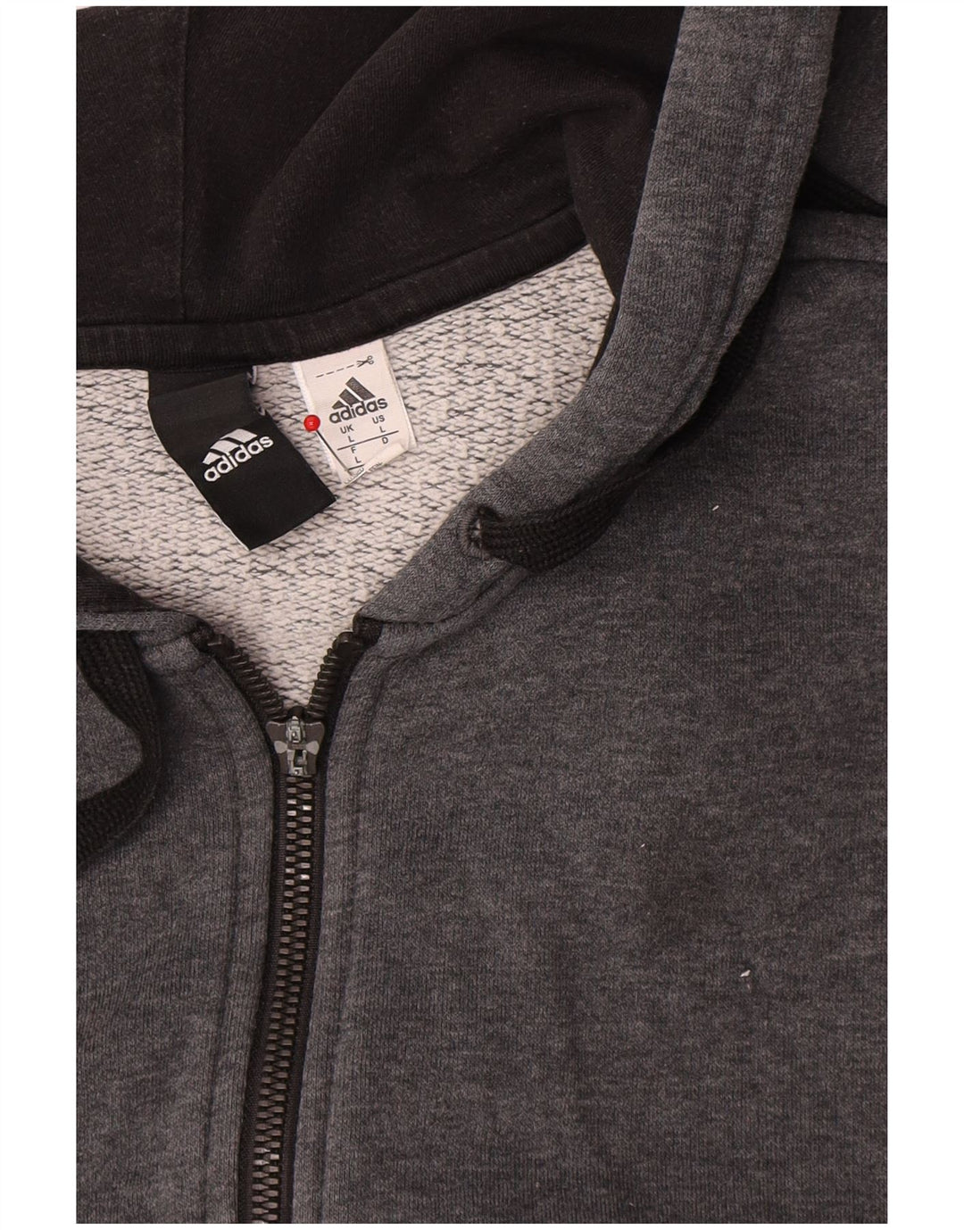 Adidas Męski sweter z kapturem i zamkiem błyskawicznym, duży, szary, bawełniany