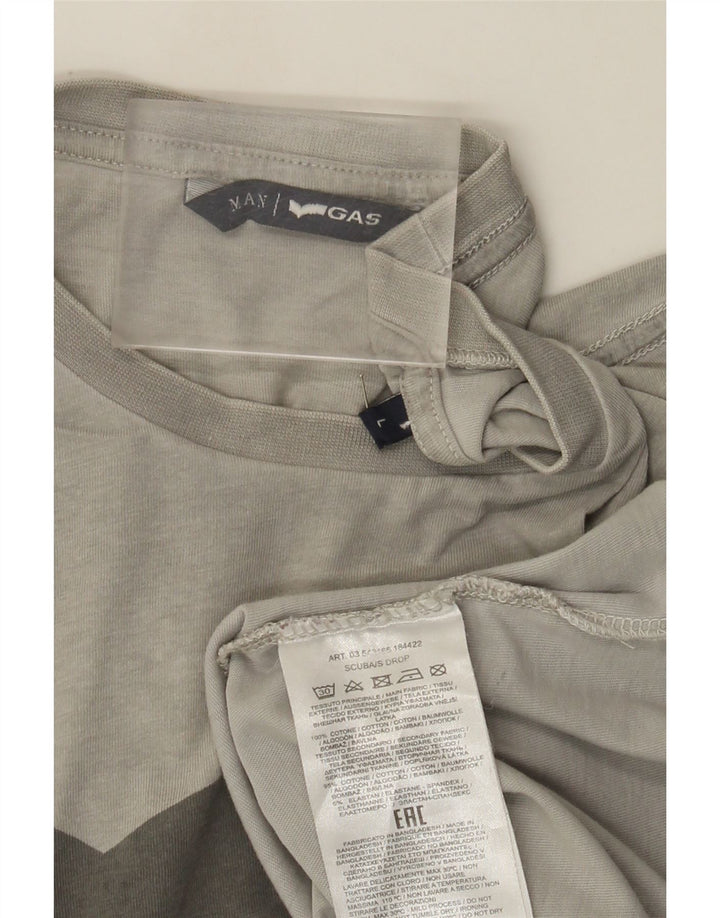 Męski T-shirt z grafiką Gas, duży, szary, bawełniany