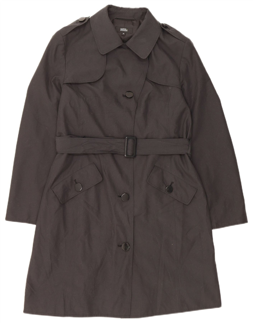 MARKS & SPENCER Damski trencz UK 14 XL, czarny poliester