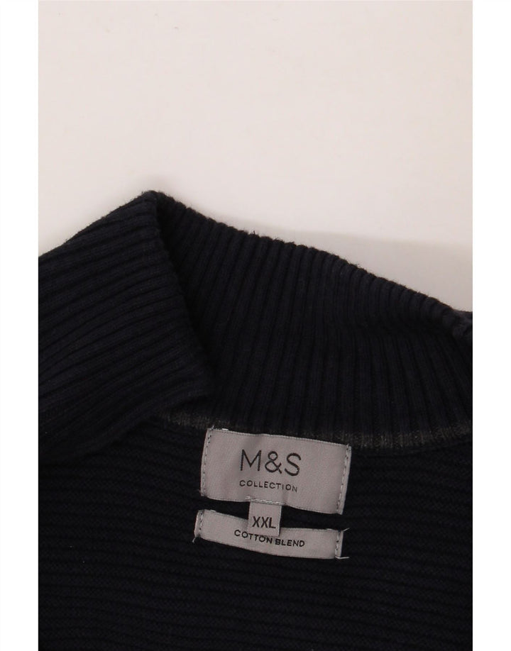 MARKS & SPENCER Męski sweter kardigan 2XL Granatowy, bawełniany