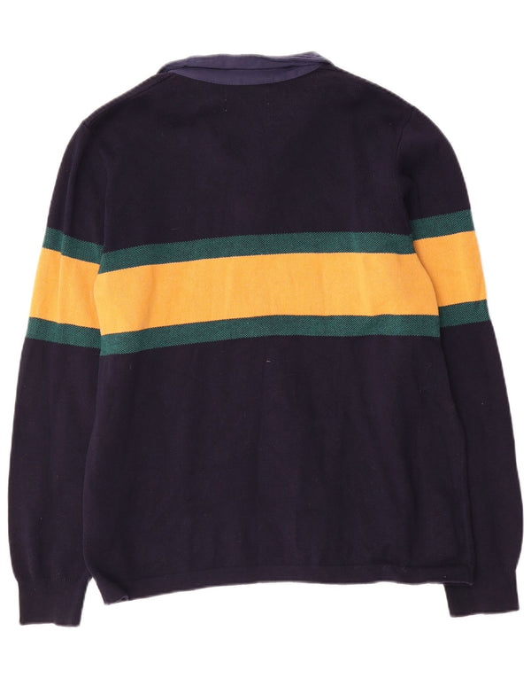 Marks & Spencer Męski sweter polo w duże granatowe paski