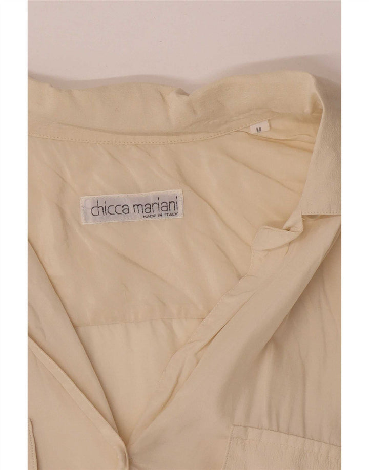 Damska bluzka koszulowa oversize w stylu vintage, UK 14, średnia w kolorze złamanej bieli