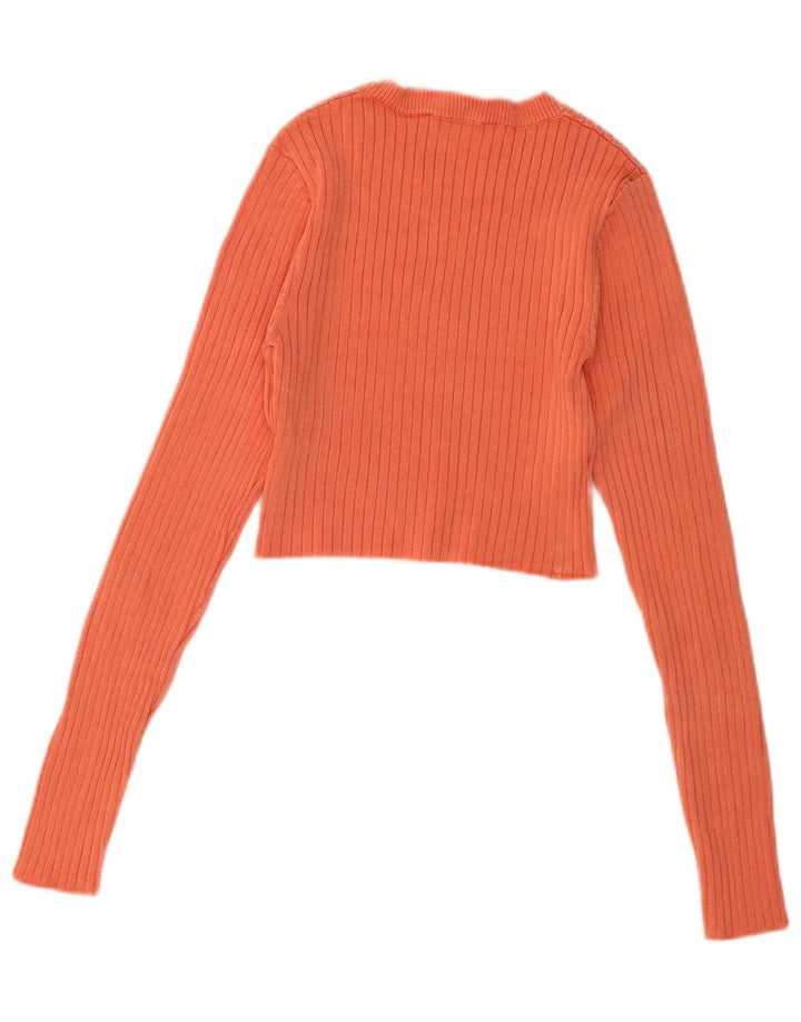 Damski krótki top Zara z długim rękawem UK 8 Small Orange Wiskoza