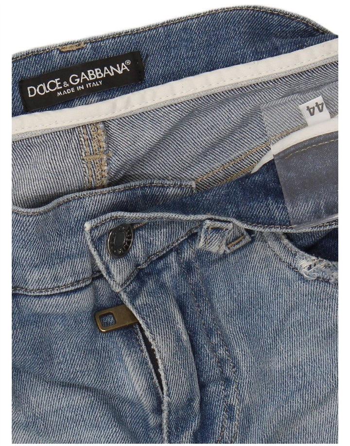 DOLCE & GABBANA Damskie jeansy slim w trudnej sytuacji IT 44 Medium W30 L32 Niebieskie
