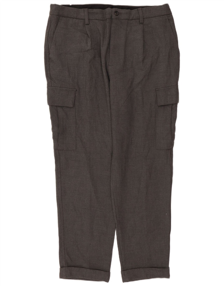 Męskie proste spodnie cargo ZARA EU 46 XL W36 L30 Szary poliester