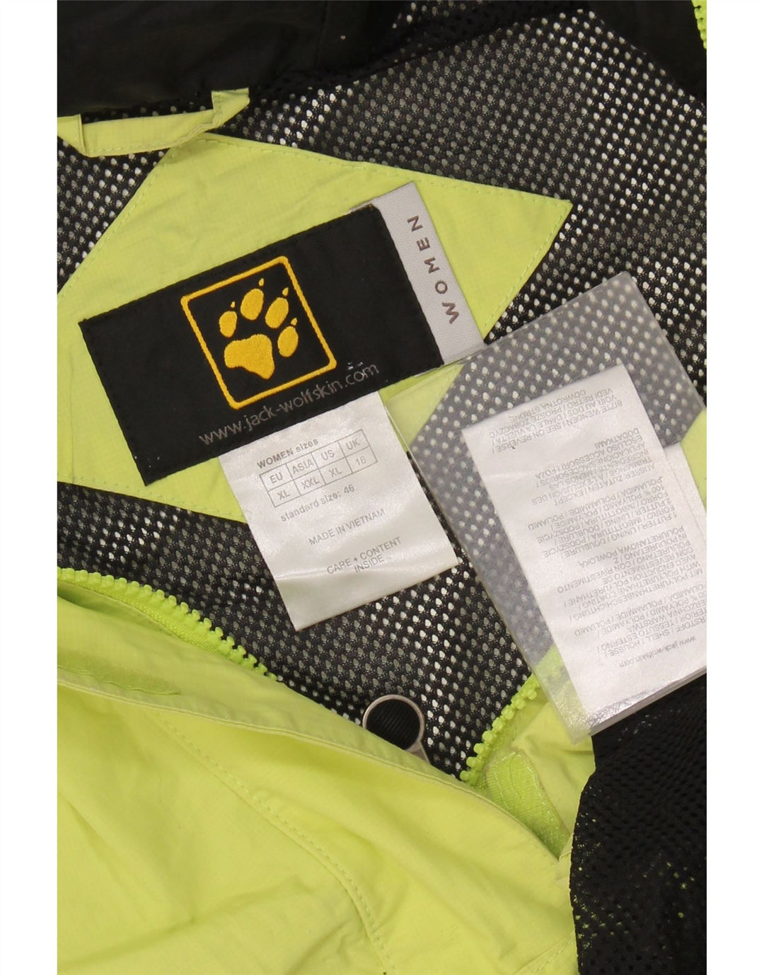 Damska kurtka przeciwdeszczowa z kapturem JACK WOLFSKIN UK 18 XL Zielony poliamid