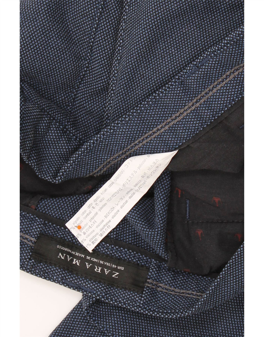 Męskie spodnie chino ZARA EU 46 XL W36 L32 Granatowe, bawełniane w cętki