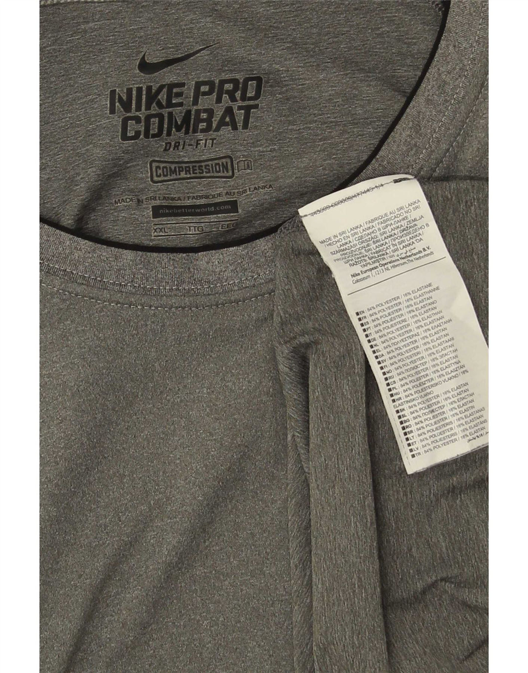 Męski T-shirt kompresyjny Nike, 2XL, szary, nakrapiany poliester