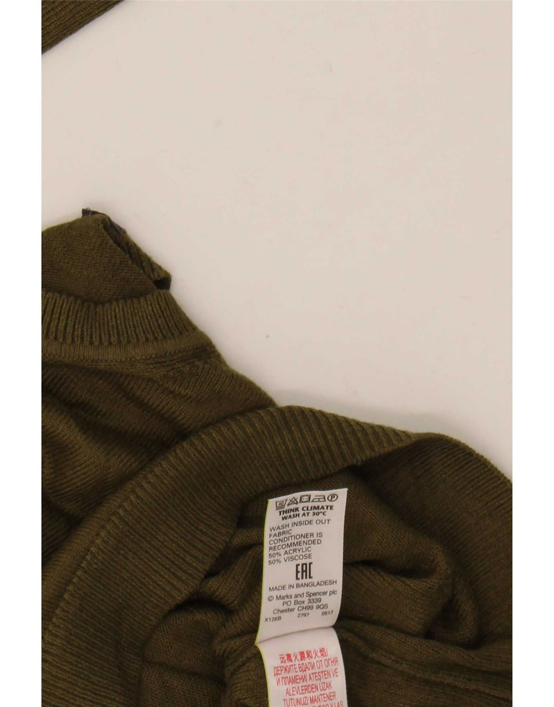 Marks & Spencer Damski sweter oversize z okrągłym dekoltem, UK 10, mały khaki