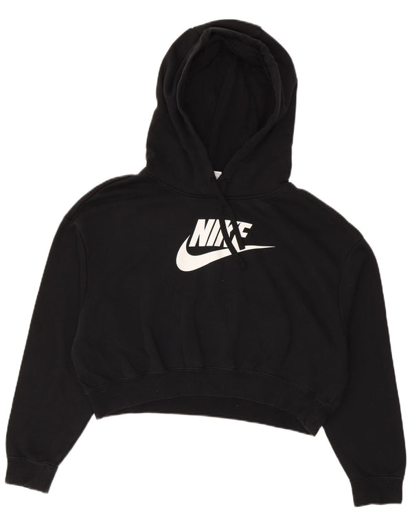 Damski sweter z kapturem, oversize, z grafiką, UK 10, mały, czarny, bawełniany