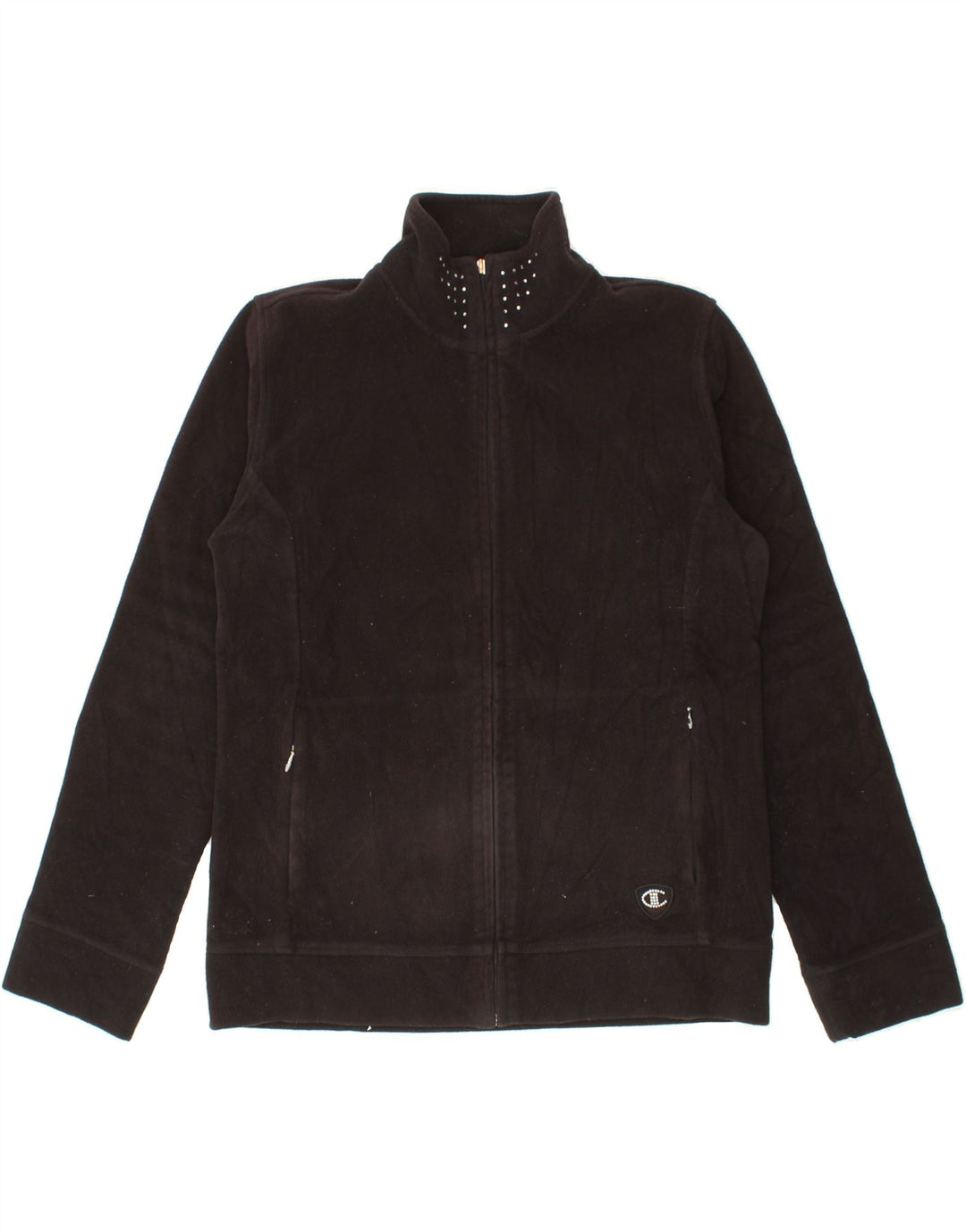 CHAMPION Womens Fleece Jacket UK 14 Medium Black Polyester Vintage Champion and Second-Hand Champion from Messina Hembry 