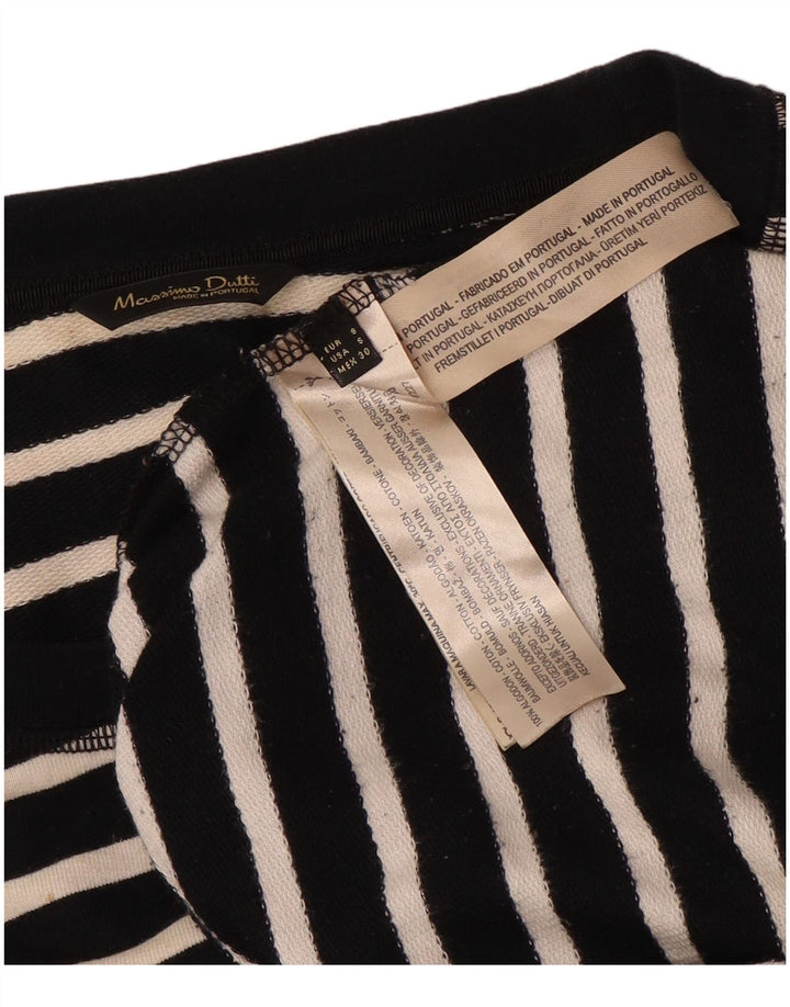 Damska bluza Massimo Dutti Jumper UK 10 Small Black Striped Cotton