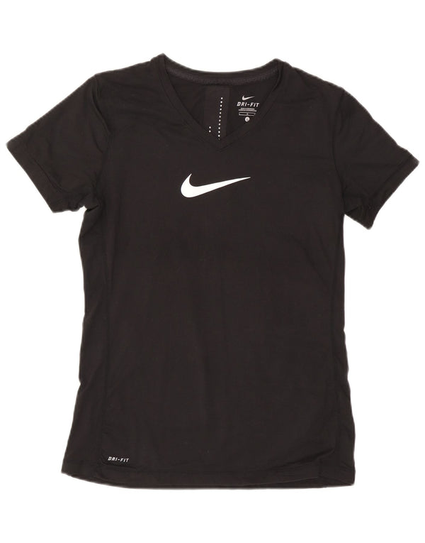 Damska koszulka z grafiką Nike Dri Fit Top UK 14, duży, czarny poliester