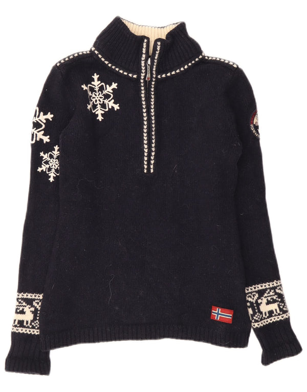 Sweter damski Napapijri z zamkiem błyskawicznym UK 10 Small Navy Blue Fair Isle