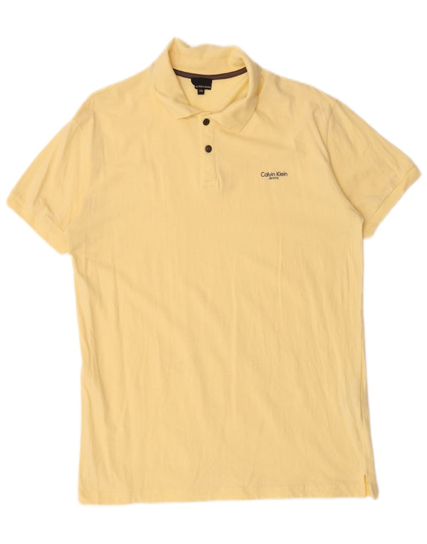 Męska koszulka polo Calvin Klein Jeans, 2XL, żółta, bawełniana