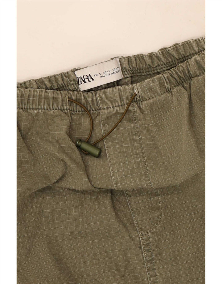 Spódnica maxi damska Zara mała W26 khaki w kratkę