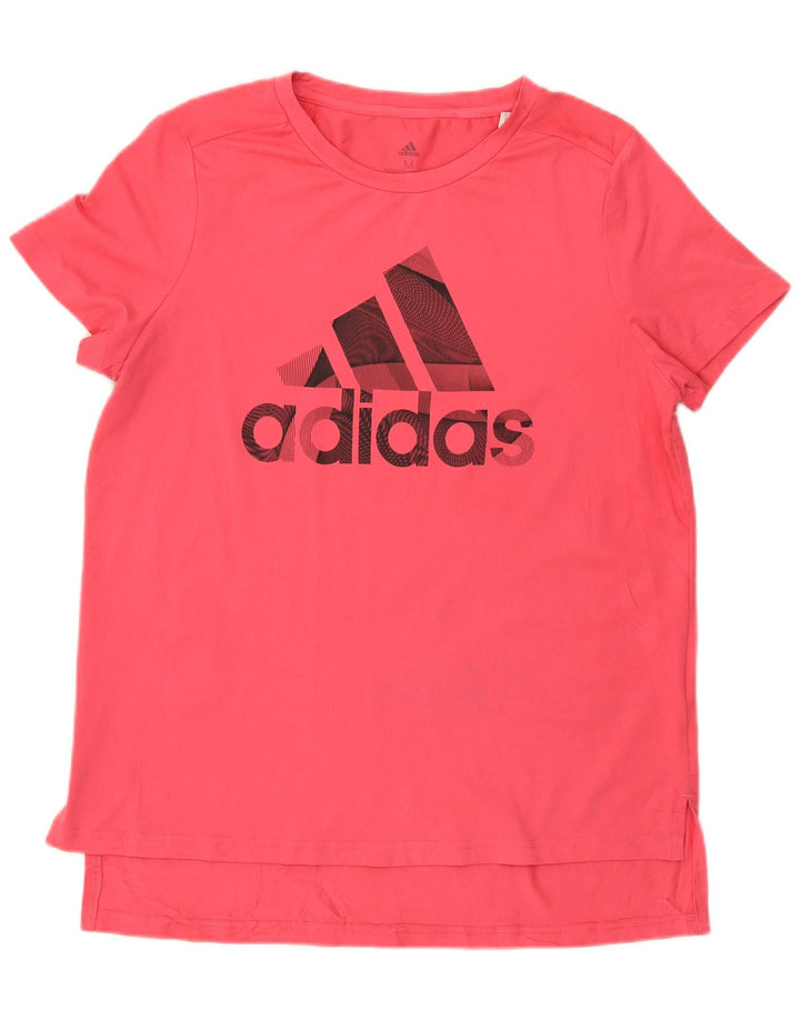 Damska koszulka graficzna Adidas Top UK 12/14 Średni różowy poliester