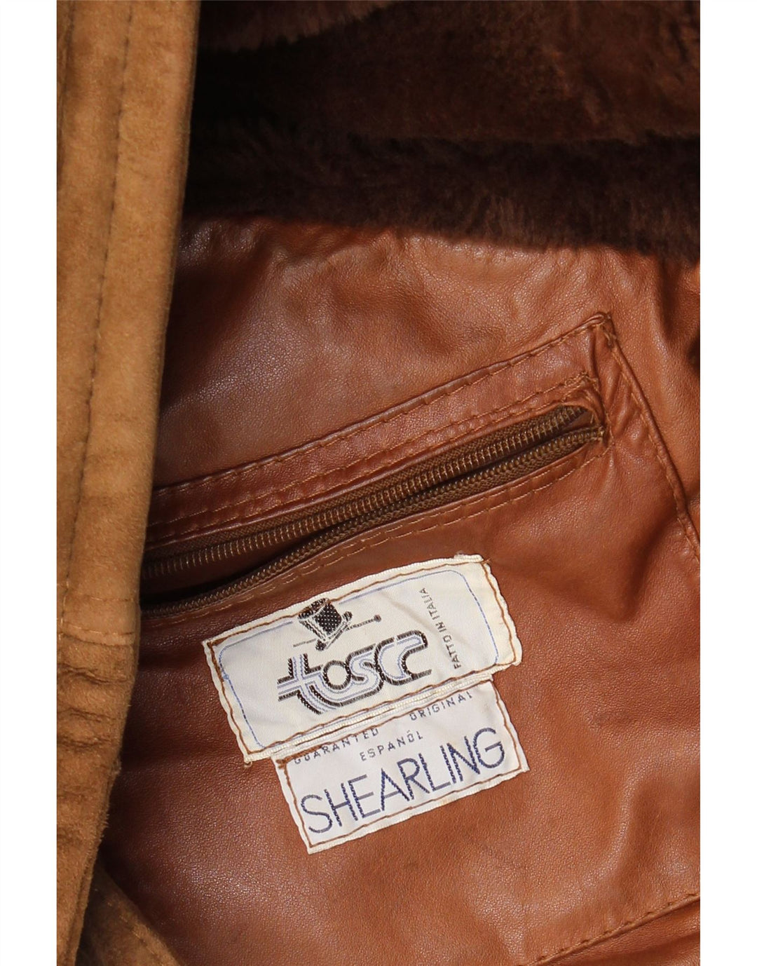 Vintage męska kurtka Shearling UK 40 Large Brown Shearling