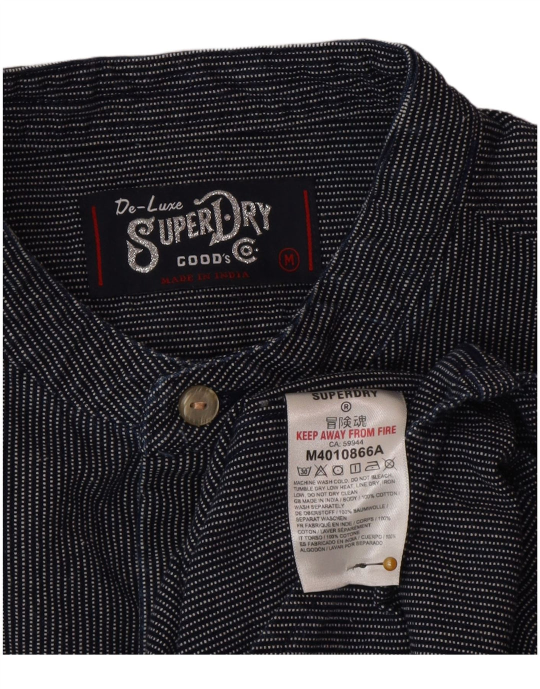 Koszula męska Superdry, średni granatowy, poliester w prążki